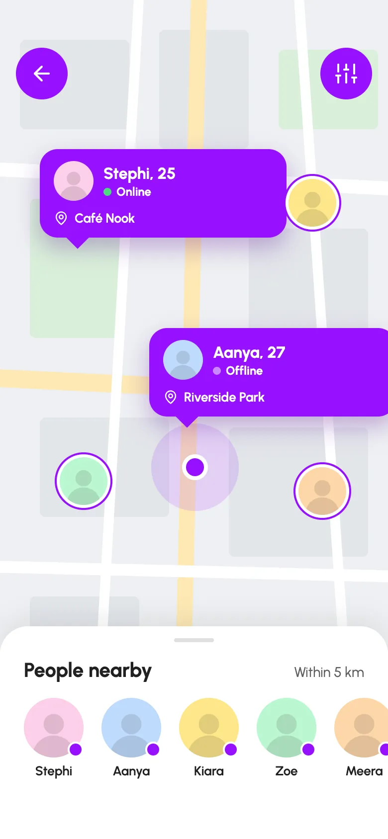 Datify map of people nearby
