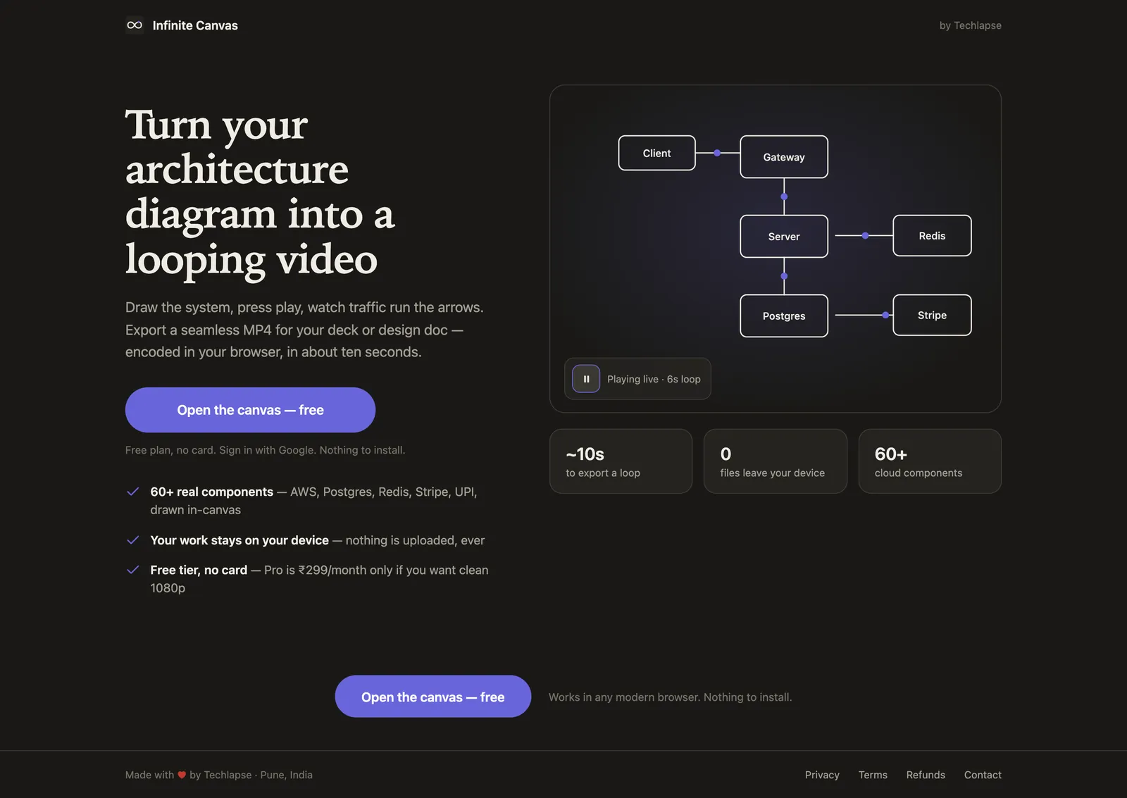 DrawLapse ad landing for the diagram video, with no site navigation