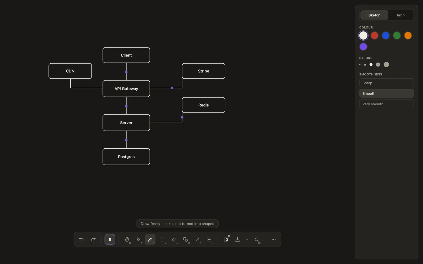 DrawLapse desktop layout where an open panel reserves a column