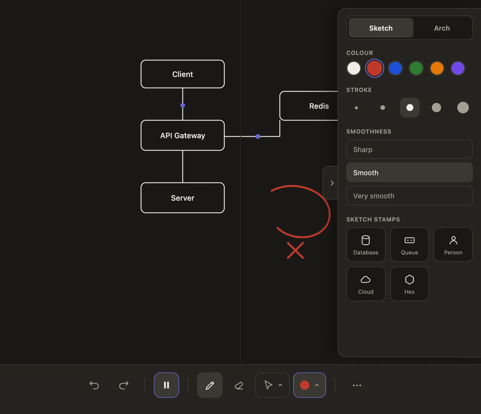 DrawLapse unfolded fold layout with the pencil active and the ink popover open