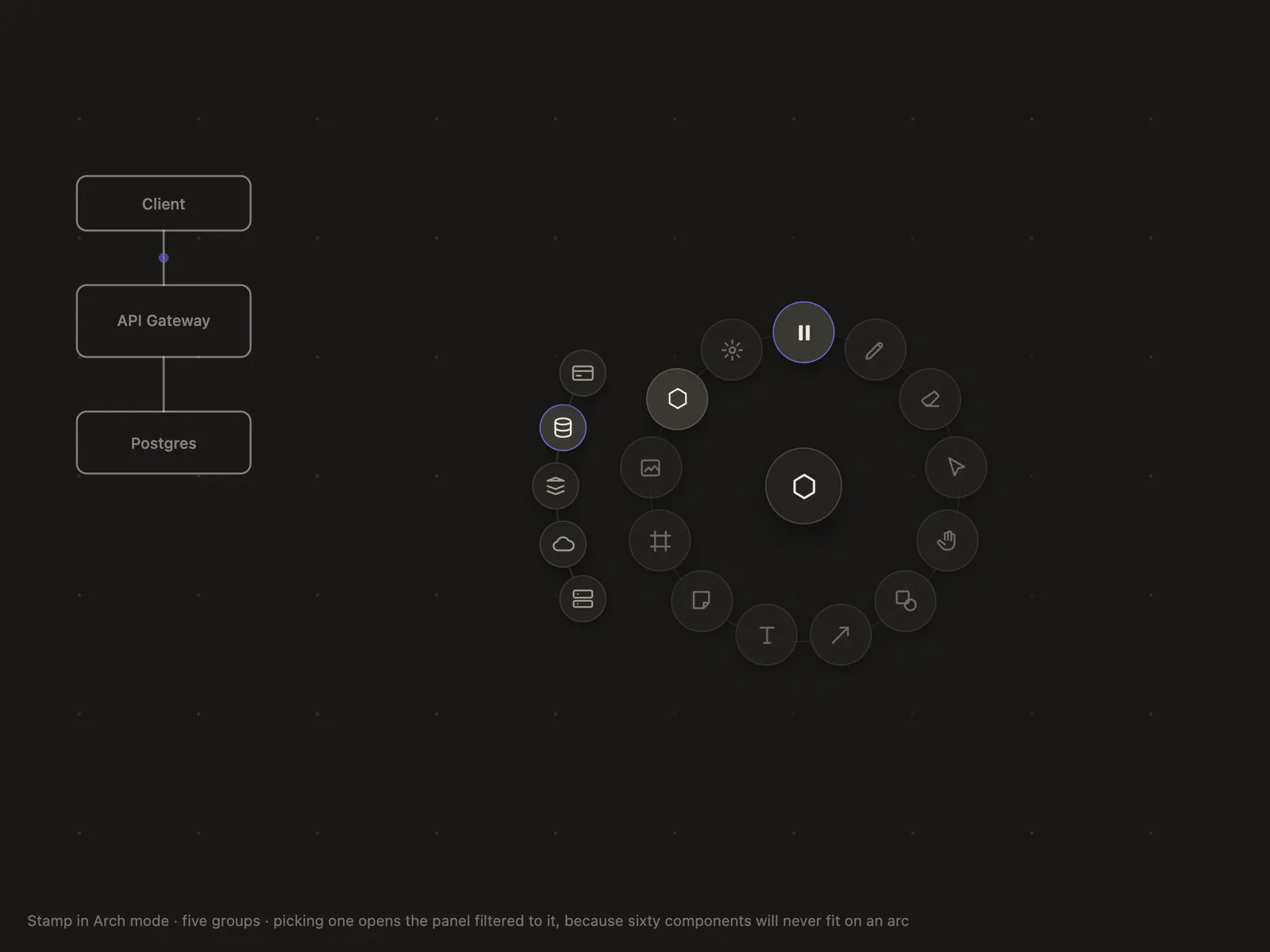 DrawLapse stamp tool open on the Arch groups