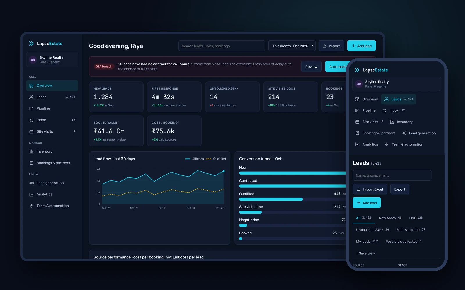 LapseEstate real estate CRM on desktop and phone